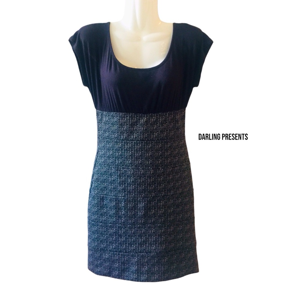 Empire Waist Bodycon Dress Women Color Black & Gray Size S